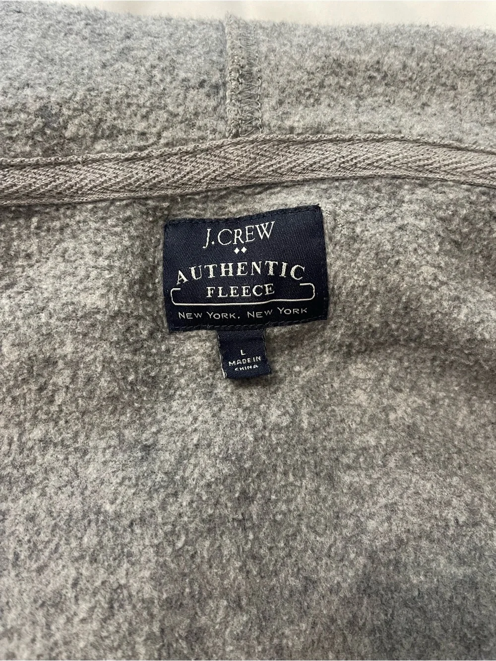 J.Crew Authentic Fleece Full Zip Hoodie Gray Size Large Cabincore Gorpcore Mens